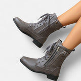 Nora Vintage Leather Ankle Boots – Classic Lace-Up Combat Style